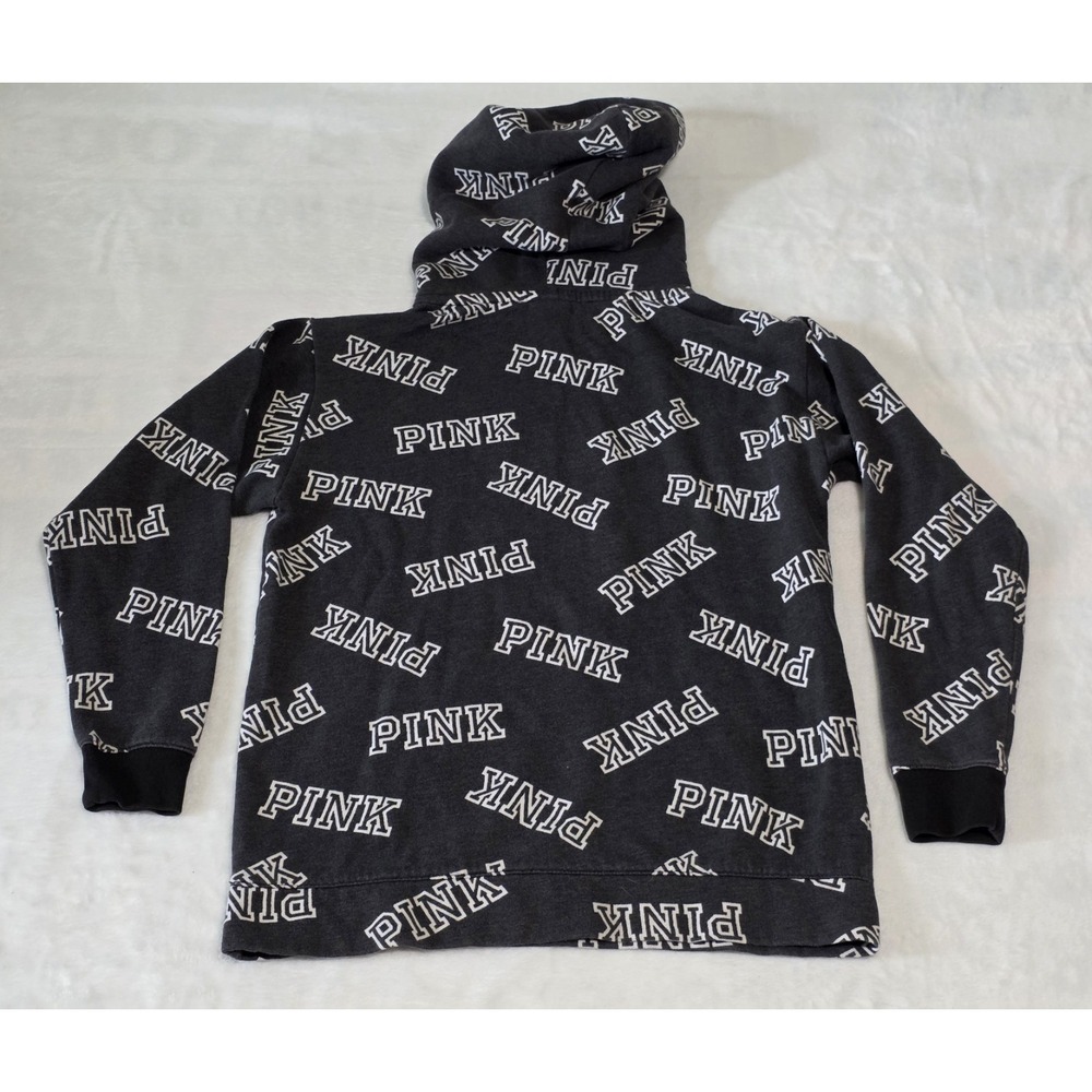 Victoria's Secret PINK Womens XS Campus pullover hoodie spellout sherpa hood - Picture 6 of 8